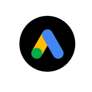 Ad placement is represented by the stylized blue and green shapes in the basic Google Ads logo.