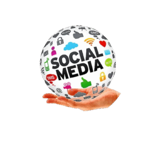 Social media icons with an engagement symbol or megaphone, such as Facebook, Instagram, and LinkedIn